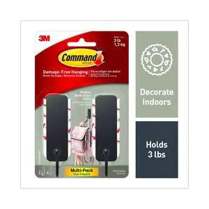 Command Medium Matte Black Wall Hooks 17034MB-2ES, 2 Pack Command Medium Matte Black Wall Hooks 17034MB-2ES, 2 Pack