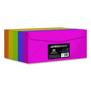 Astrobrights Color 10 Envelopes, 4.125" x 9.5", 24 Lb/89 Gsm, "Happy" 5-Color Assortment, 200 Pack (92109) Astrobrights Color 10 Envelopes, 4.125" x 9.5", 24 Lb/89 Gsm, "Happy" 5-Color Assortment, 200 Pack (92109)
