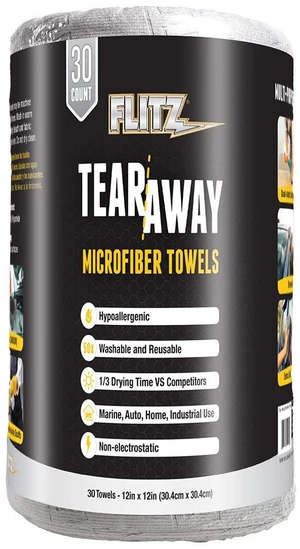 Flitz 12" x 12" Tear-Away Microfiber Towels - Grey *30-Pack Flitz 12" x 12" Tear-Away Microfiber Towels - Grey *30-Pack