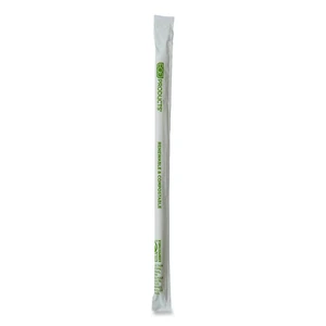Renewable and Compostable PHA Straws 10.25" Natural White 1250/Carton EPSTPHA1025 Renewable and Compostable PHA Straws 10.25" Natural White 1250/Carton EPSTPHA1025