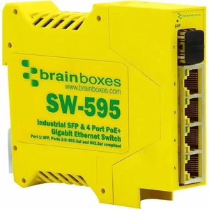 Brainboxes Industrial 1 SFP & 4 Port PoE+ Gigabit Ethernet Switch SW595 Brainboxes Industrial 1 SFP & 4 Port PoE+ Gigabit Ethernet Switch SW595