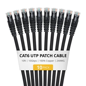 StarTech 10ft Black Cat6 Ethernet Cable 10 Pack Snagless RJ45 UTP 24AWG Bare Copper Wire Network Patch Cord StarTech 10ft Black Cat6 Ethernet Cable 10 Pack Snagless RJ45 UTP 24AWG Bare Copper Wire Network Patch Cord