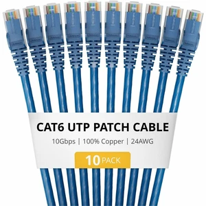 StarTech 9in Blue Cat6 Ethernet Cable 10 Pack Snagless RJ45 UTP 24AWG Bare Copper Wire Network Patch Cord StarTech 9in Blue Cat6 Ethernet Cable 10 Pack Snagless RJ45 UTP 24AWG Bare Copper Wire Network Patch Cord