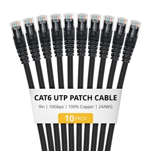 StarTech 9in Black Cat6 Ethernet Cable 10 Pack Snagless RJ45 UTP 24AWG Bare Copper Wire Network Patch Cord StarTech 9in Black Cat6 Ethernet Cable 10 Pack Snagless RJ45 UTP 24AWG Bare Copper Wire Network Patch Cord