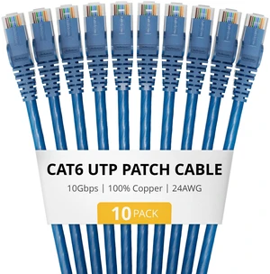 StarTech 7ft Blue Cat6 Ethernet Cable 10 Pack Snagless RJ45 UTP 24AWG Bare Copper Wire Network Patch Cord StarTech 7ft Blue Cat6 Ethernet Cable 10 Pack Snagless RJ45 UTP 24AWG Bare Copper Wire Network Patch Cord