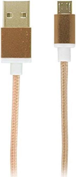 3FT USB to MicroUSB Braided Fabric Charging and Sync Cable Cord Gold