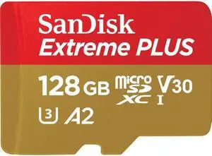 SanDisk - SDSQXBZ-128G-ANCMA - SanDisk Extreme PLUS 128 GB Class 10/UHS-I (U3) microSDXC - 170 MB/s Read - 90 MB/s Write