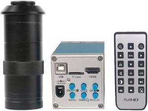 1080P 16MP HDMI USB TF Card Recording Industrial Video Microscope Camera & Remote Control & 100X C-Mount Lens Electronic Repair