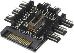 hot-Multi Way Splitter Cooler Cooling Fan Hub PC Computer SATA 1 to 8 3pin 12V Power Socket PCB Adapter XXM8