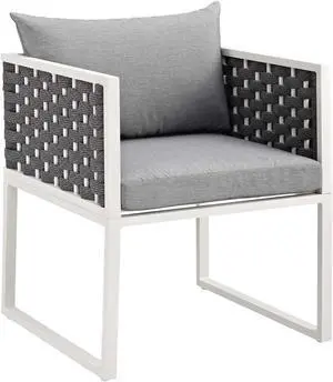 Stance Outdoor Patio Aluminum Dining Armchair - White Gray Stance Outdoor Patio Aluminum Dining Armchair - White Gray