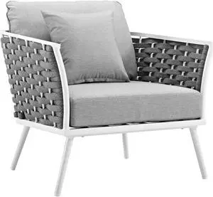 Stance Outdoor Patio Aluminum Armchair - White Gray