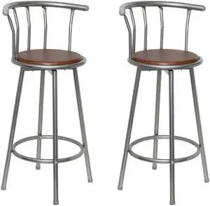 vidaXL Bar Stools Bar Seats Counter Height Island Stools 2 pcs Brown Steel