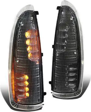 DNA Motoring MLEDL-003-BK-AM For 2000 to 2007 Ford Super Duty / Excursion Black Housing Towing Side Mirror Turn Signal Light (Amber LED) 01 02 03 04 05 06