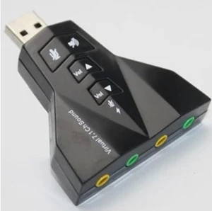 2 in 1 3D External Usb Audio Sound Card 7.1 Digital Dual Virtual 7.1 Channel USB 2.0 Audio Adapter Double Sound Card