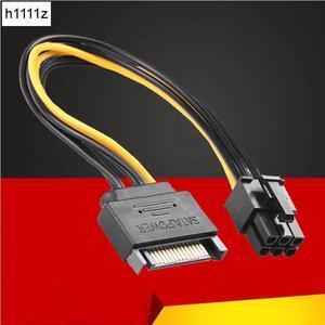 15Pin SATA to 6Pin Power Cable Connector 6P PCI E PCI Express Adapter Graphics Card Riser Card Converter Cable for BTC Mining