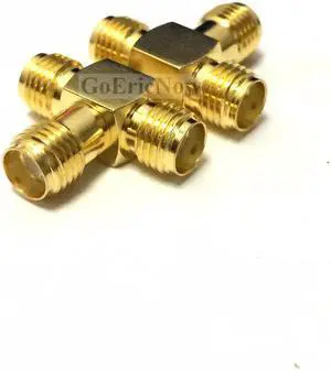 1 pcs RF Coaxial SMA/RP-SMA Male/Female to Dual SMA/RP-SMA Female Connector Adapter Triple T Plug 3 Way Splitter