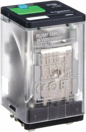 SCHNEIDER ELECTRIC RUMF32BD General Purpose Relay, 24V DC Coil Volts, Square,