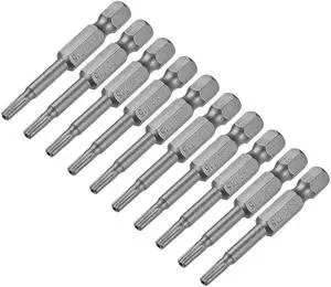 50mm Long 1/4" Hex Shank TS15 Torx Security Star Screwdriver Bits S2 High Alloy Steel 10pcs