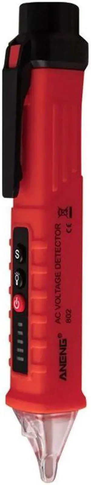 ANENG VD802 Non-contact AC Voltage Detector Tester Meter 12V-1000v Pen Style Electric Indicator LED Outlet Voltage Dectetor Sensor Wit - Red