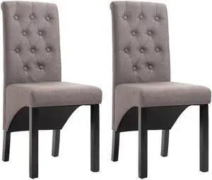 vidaXL Dining Chairs 2 Pcs Accent Side Chair with Solid Wood Legs Taupe Fabric