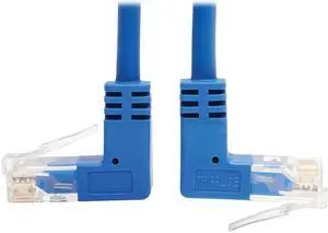 TRIPP LITE N204-S10-BL-UD 10 ft. Cat 6 Blue Up/Down-Angle Gigabit Molded Slim UTP Ethernet Cable (RJ45 Up-Angle M to RJ45 Down-Angle M)