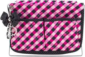 Jacki Design Large Retro Plaid Magazine Holder Hot Pink Fashion Organizer