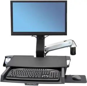 Ergotron StyleView Mounting Arm for Keyboard Monitor Bar Code Scanner Mouse Wrist Rest Polished Aluminum 45583026