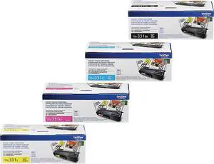 Brother TN331 Standard Yield Toner (4) Pack.  Includes (1) TN331BK, (1) TN331C, (1) TN331M, (1) TN331Y