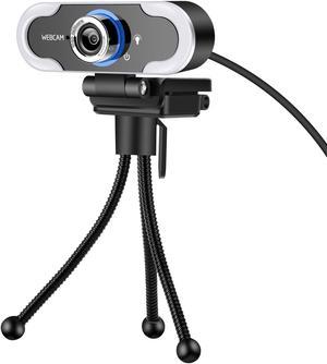 Webcam, 1080P High-Definition Touch 3-level Brightness Web Camera Fill Light Camera Live Webcast Webcam with Tripod