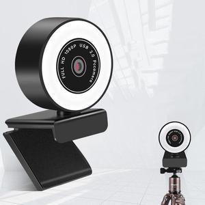 Webcam, mini USB Drive-Free HD Fill Light Camera with Microphone, Pixel:1.0 Million Pixels 720P