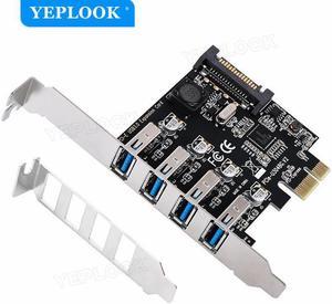 PCI-E 4 Ports USB3.0 Adapter USB3.0 Expansion Card 5Gbps With SATA Power Port Support PCIe X1 X4 X8 X16 with Low Profile Bracket