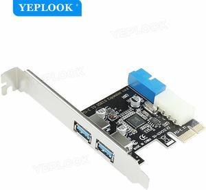 PCIe to USB3.0 External 2 Port USB3.0 PCI-E x1 Expansion Card Adapter Internal 19pin Header 4pin IDE Power Connector for Desktop