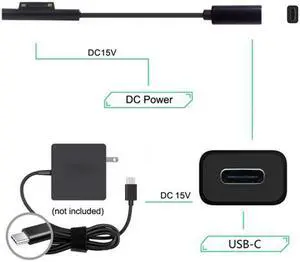 Xiwai Cable DC 15V Type-C USB-C Female to Surface Pro3 Pro4 Pro5 Pro6 Book Pro Charge Cable Xiwai Cable DC 15V Type-C USB-C Female to Surface Pro3 Pro4 Pro5 Pro6 Book Pro Charge Cable