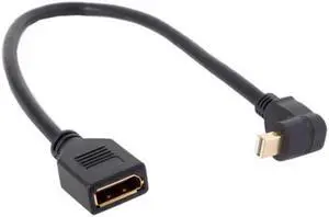 KAIBOXIXI Down Angled Mini DP DisplayPort 90 Degree to DisplayPort  Female Cable for Displays Monitors