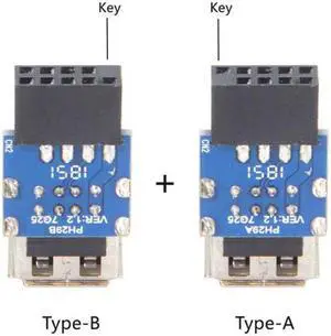 CYSM 2pcs 9Pin/10Pin Motherboard Female Header to Dual USB 2.0 Female Adapter Vertical Type