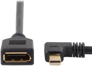 Xiwai Left Angled Mini DP DisplayPort 90 Degree to DisplayPort  Female Cable for Displays Monitors