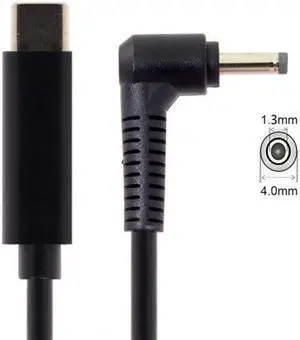 Jimier Cable Type C USB-C Input to DC 4.0*1.3mm Power PD Charge Angled Cable for Laptop 18-20V