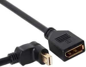 Xiwai Cable Down Angled Mini DP DisplayPort 90 Degree to DisplayPort  Female Cable for Displays Monitors