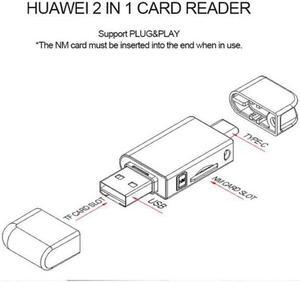 Xiwai Cable USB-C Type C / USB 2.0 to NM  Nano Memory Card & TF Micro SD Card Reader for Huawei Cell Phone & Laptop