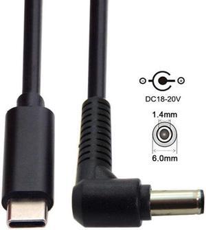 Cablecc CY UC-106-6014MM Type C USB-C Input to DC 6.0*1.4mm Power PD Charge Cable for Fujitsu Sony Laptop Notebook