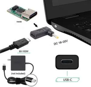 Chenyang Cable USB 3.1 Type C USB-C to DC 19V 4.0*1.7mm Adapter PD Emulator Trigger 90 Degree Angled
