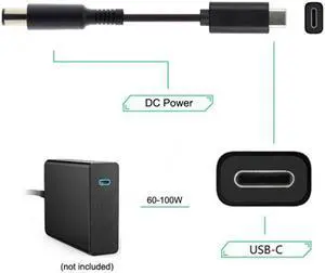 KAIBOXIXI Type C USB-C Input to DC 7.4*5.0mm Power PD Charge Cable for Laptop 18-20V