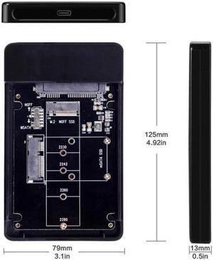 Xiwai Cable Combo M.2 NGFF B-key & mSATA SSD to USB Type-C Converter Case Enclosure with Switch