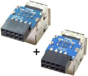 Jimier Cable 2pcs 9Pin/10Pin Motherboard Female Header to Dual USB 2.0 Female Adapter Vertical Type