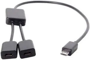 Jimier Cable Micro USB to Dual Ports Micro USB Female Hub Cable For Laptop PC & Mouse & Flash Disk
