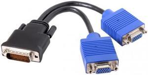 Cablecc DMS-59pin Male to Dual 15Pin VGA RGB Female Splitter Extension Cable for PC Graphics Card