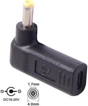 Jimier Cable USB 3.1 Type C USB-C to DC 19V 4.0*1.7mm Adapter PD Emulator Trigger 90 Degree Angled