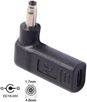 CYSM USB 3.1 Type C USB-C to DC 19V 4.8*1.7mm Adapter PD Emulator Trigger 90 Degree Angled for HP Laptop