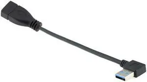 KAIBOXIXI Left Angled USB 3.0 Type-A Male to USB 3.0 Type-A Female Extension Cable 20cm 5Gbps 90 Degree