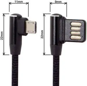 Jimier Cable Micro USB 5Pin to Left Right Angled 90 Degree USB 2.0 Data Cable with Sleeve for Tablet & Phone 15cm